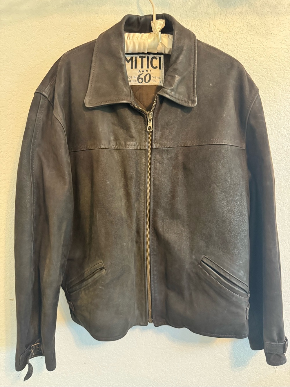Dark Brown Leather Bomber Jacket